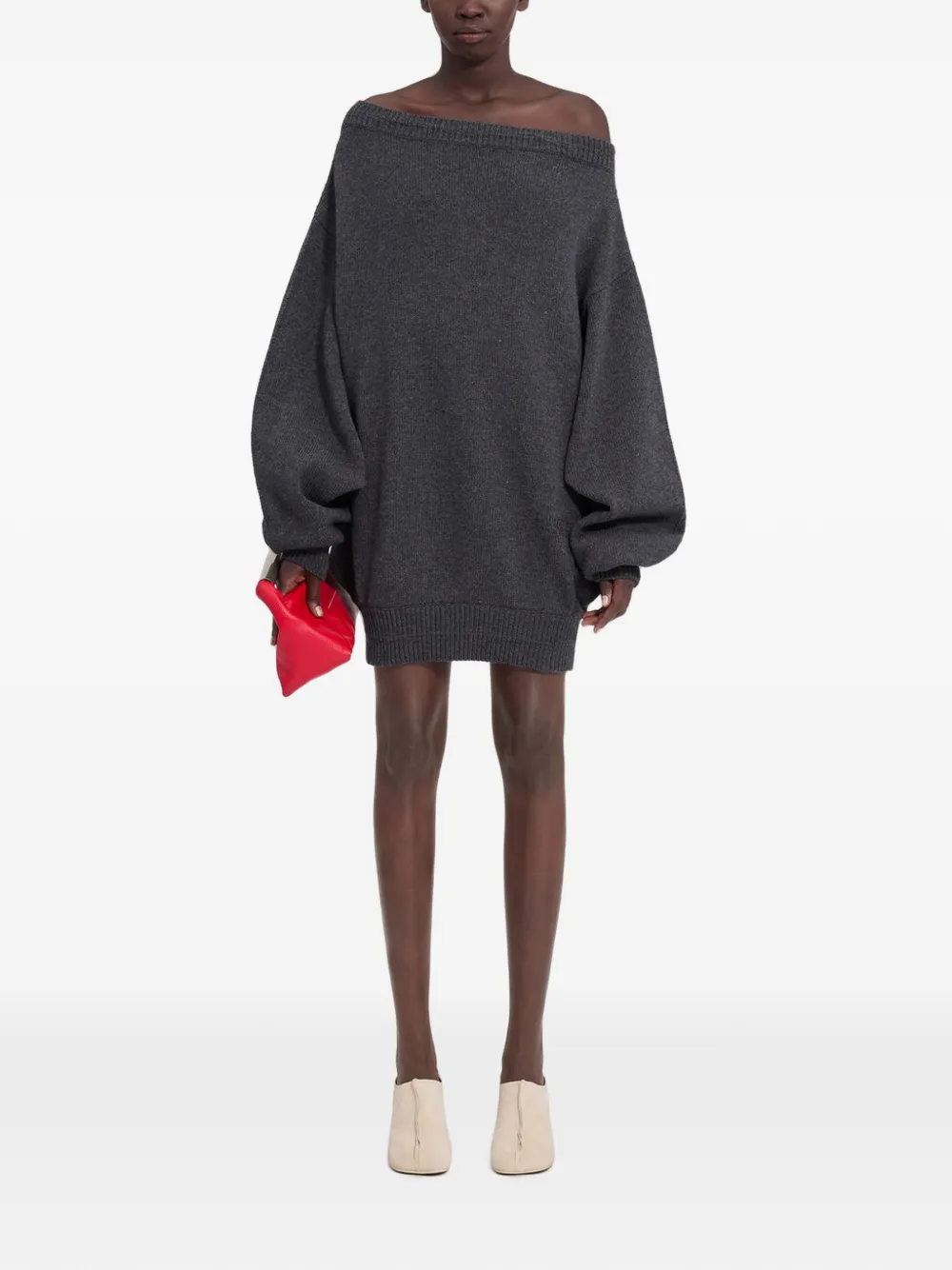 MM6 Maison Margiela Gebreide jurk van merinowol Grijs