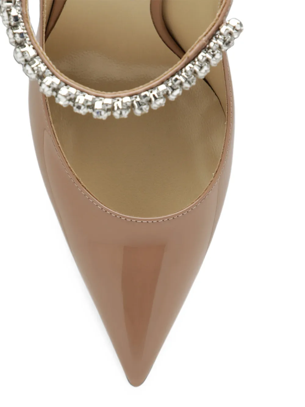 Jimmy Choo Bing 100 lakleren muiltjes met kristallen band Roze