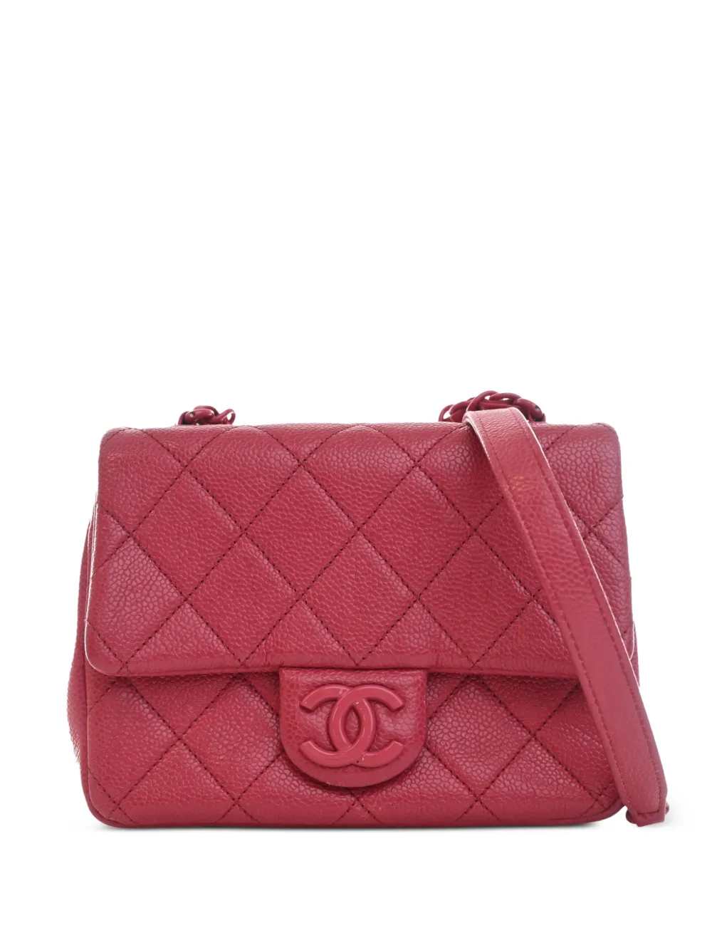 CHANEL Pre-Owned 2019 Mini Square Quilted Caviar CC Incognito Single Flap crossbody bag - Rosa