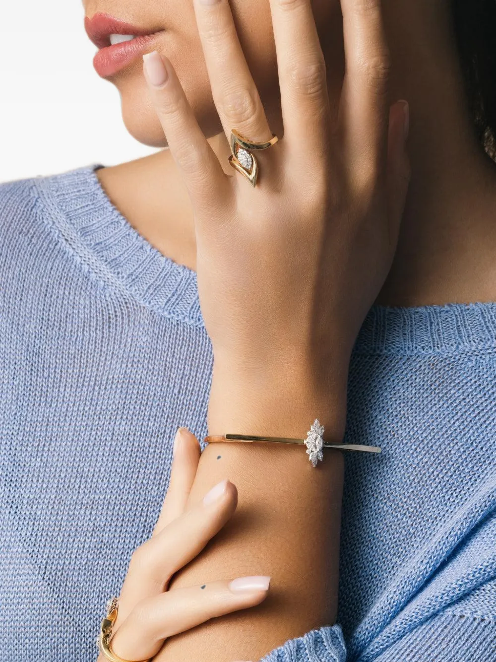 Yeprem Strada Diamond Bangle Bracelet In 金色