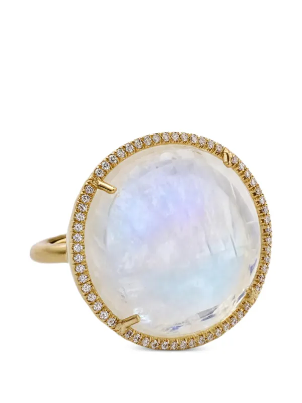 Irene Neuwirth Rainbow Moonstone and Diamond Ring in Gold