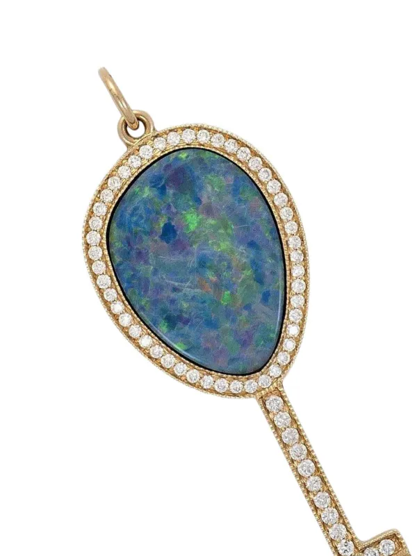 Jacquie Aiche Opal and Diamond Key Necklace in Gold