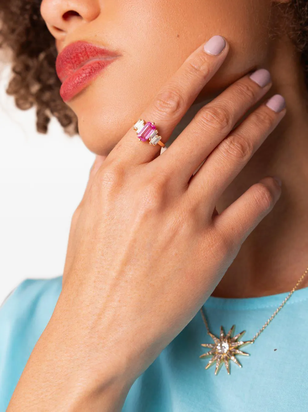 Suzanne Kalan pink sapphire and diamond ring - Rosa