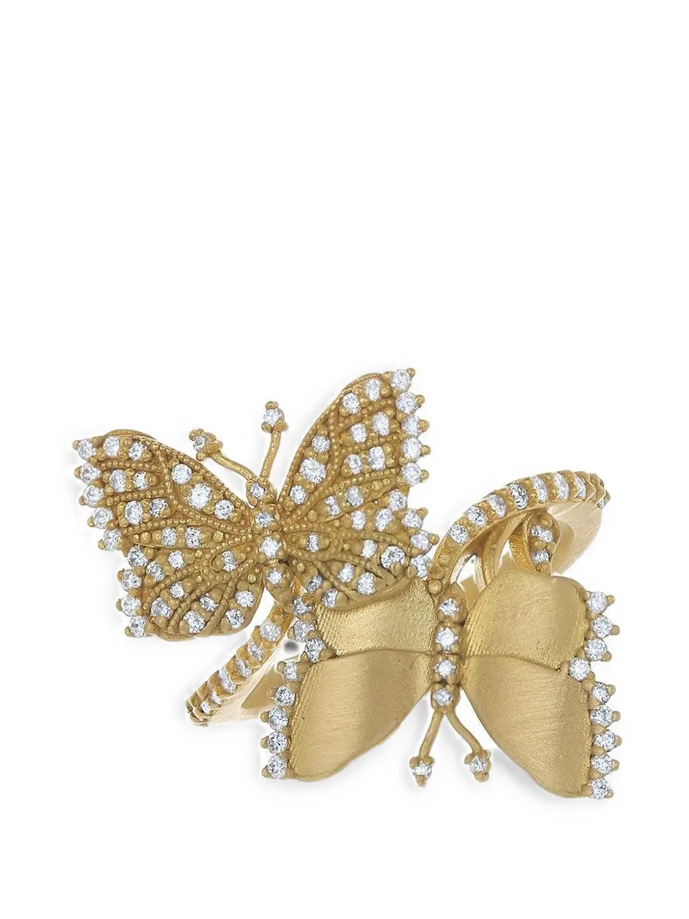 Tanya Farah Kissing Butterlfies diamond bypass ring - Gold