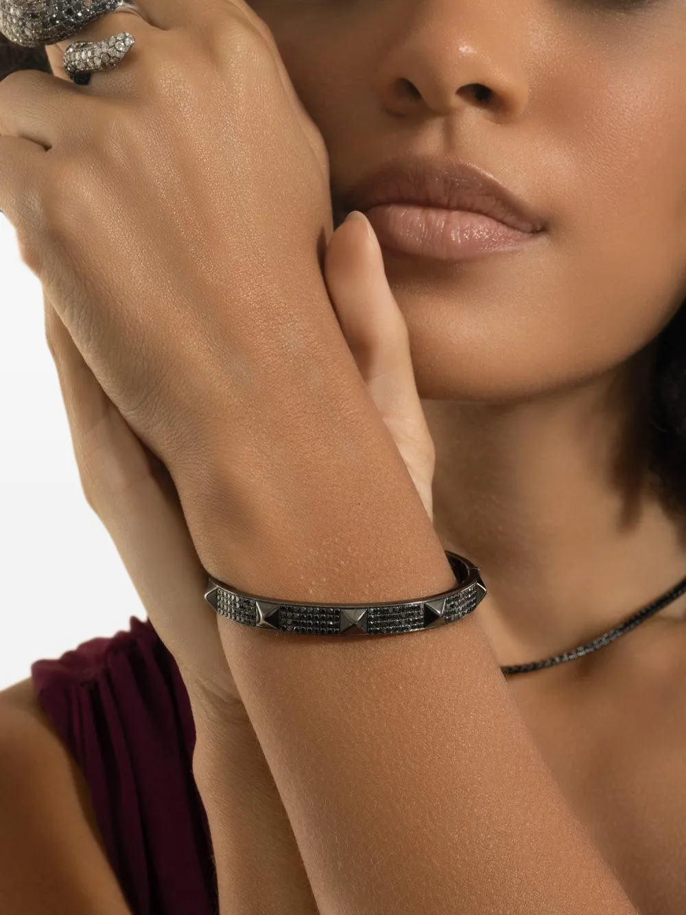 Stefere black diamond spike bangle - Schwarz