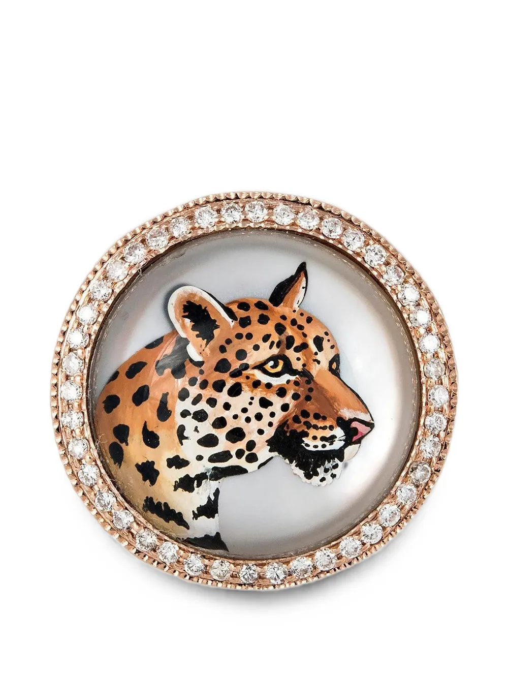 Jacquie Aiche mother of pearl and diamond leopard ring - Oro