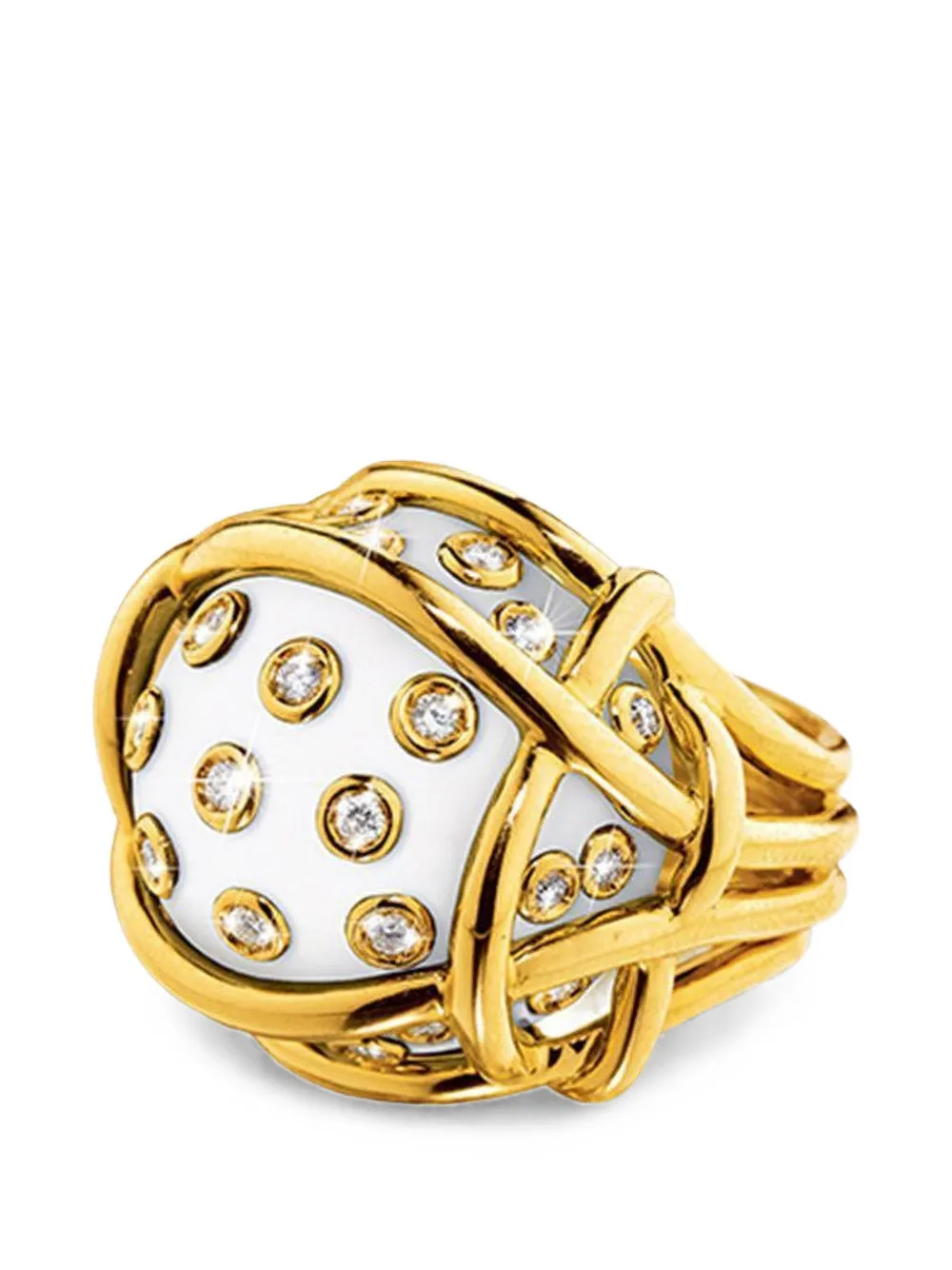 VERDURA cocholong and diamond ring - Gold