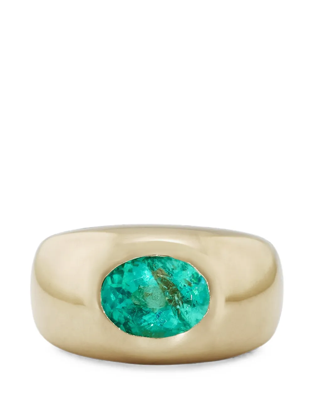 Jacquie Aiche emerald oval dome ring - Gold