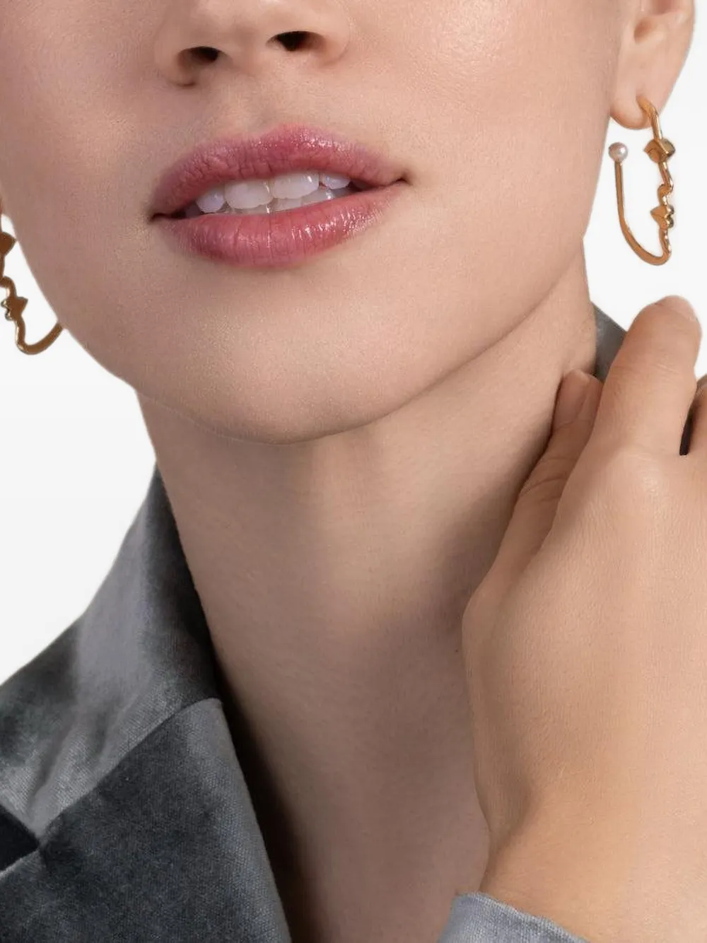 EDINA KISS face hoop earrings - Gold