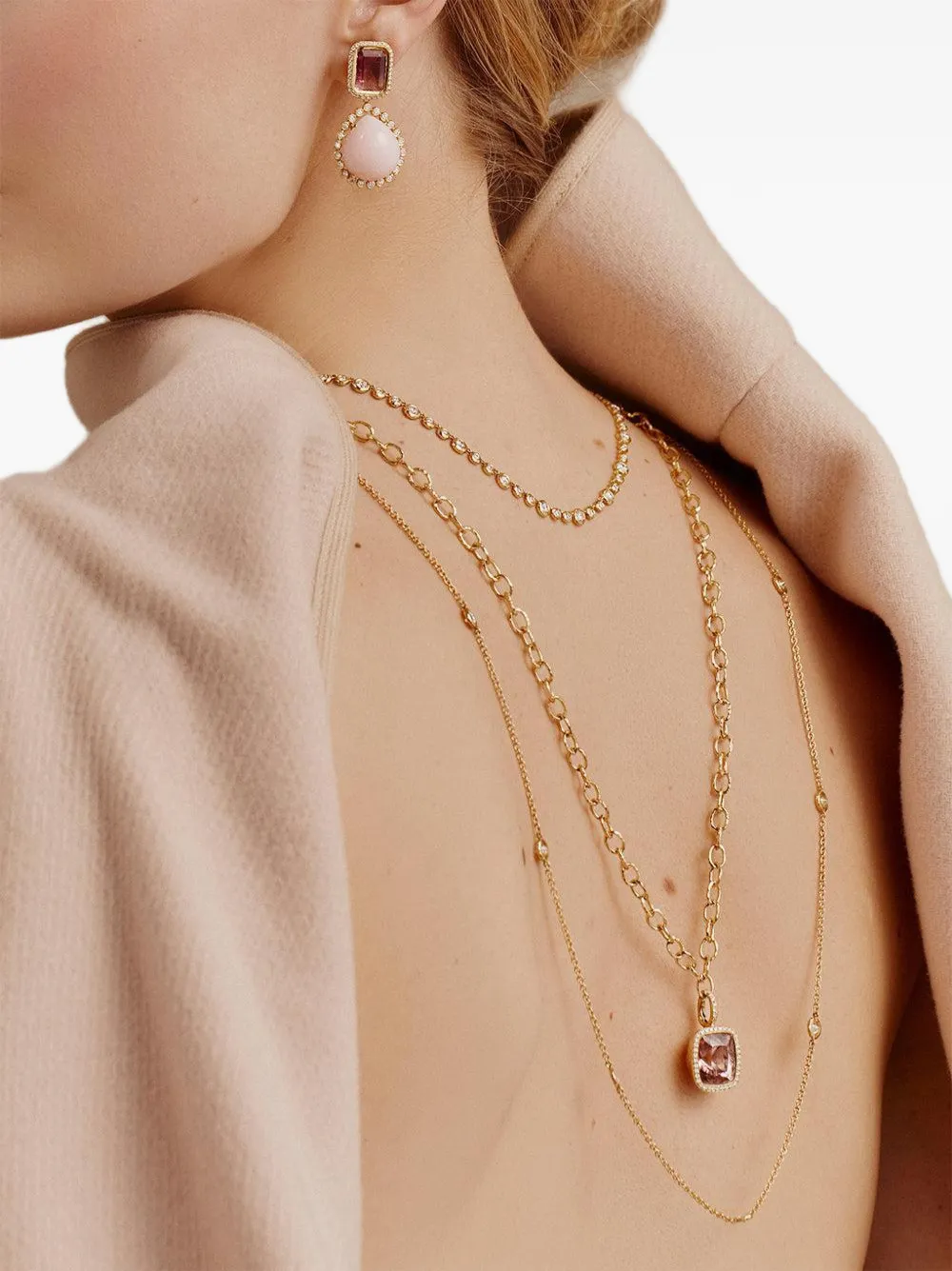 Octavia Elizabeth tourmaline and diamond pendant - Oro