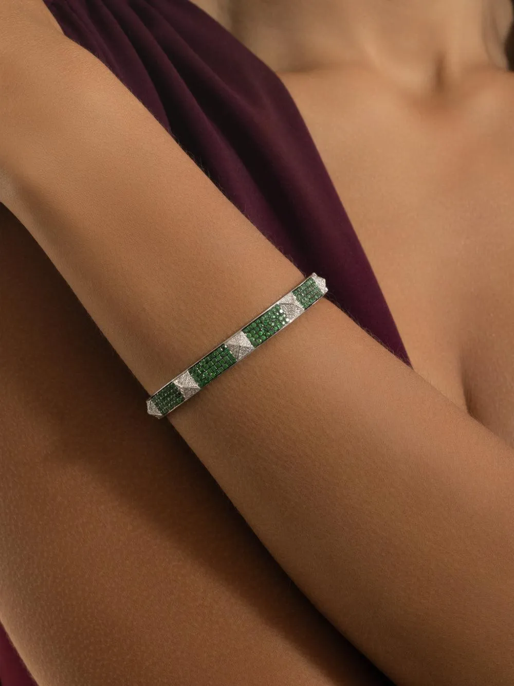 Stefere Couture diamond and tsavorite bangle bracelet - Silber