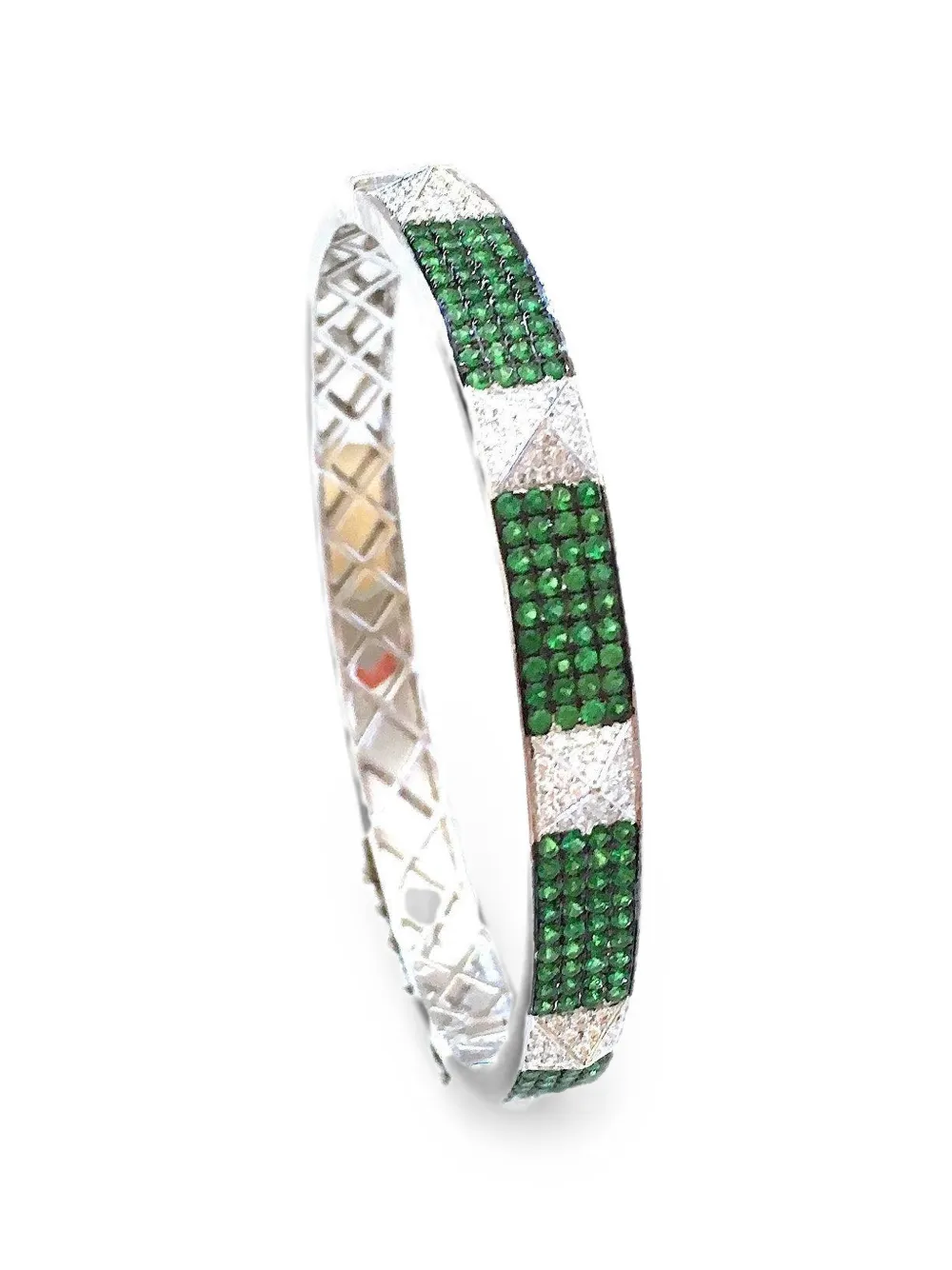 Stefere Couture diamond and tsavorite bangle bracelet - Argento