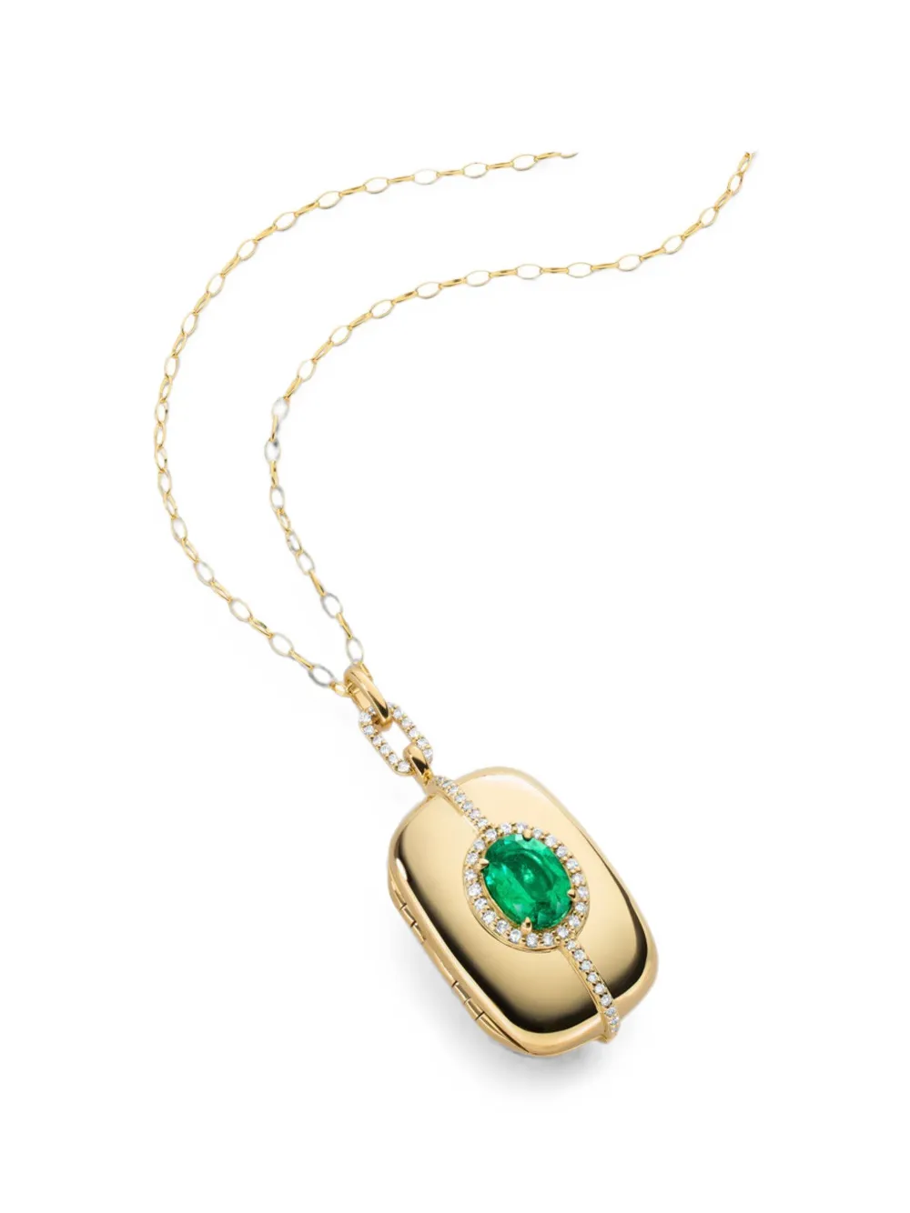 MONICA RICH KOSANN emerald and diamond locket-pendant necklace - Gold