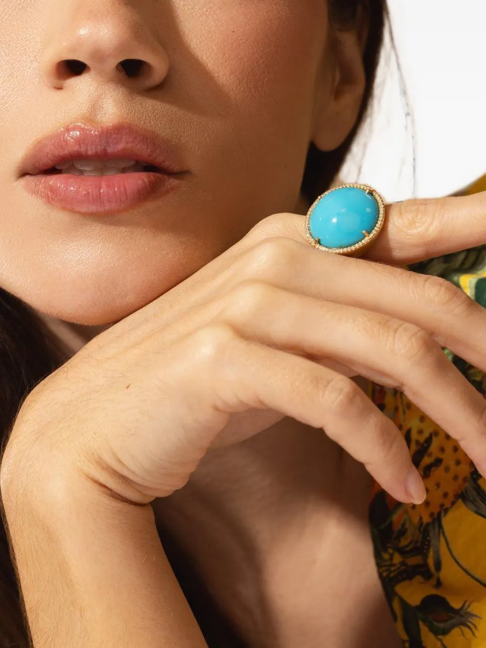 Irene Neuwirth Cassic Turquoise and Diamond Ring in Gold, view 2