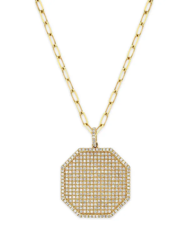 Shay Diamond Octagon Disc Necklace in Gold