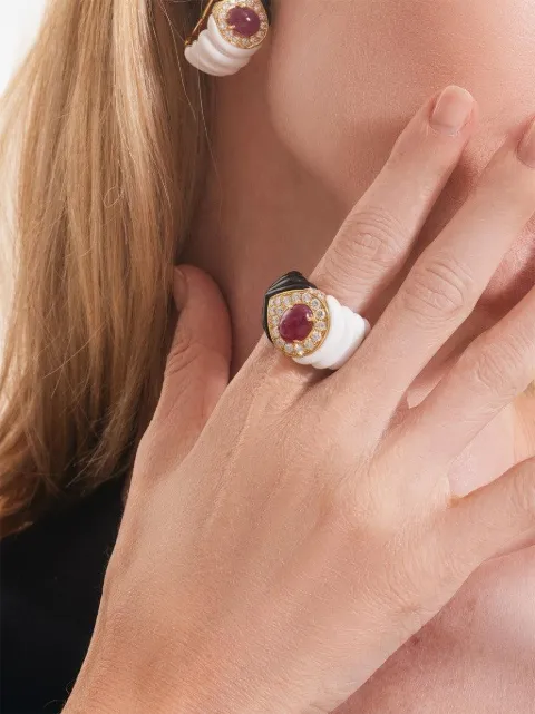 Andreoli anillo con diamantes y rubí