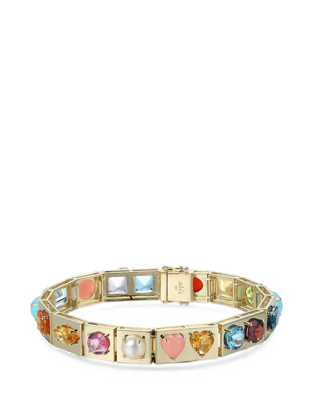 Type Jewelry Leggo multi-stone bracelet - women - 14kt Yellow Gold/Pearl/Orange Sapphire/Coral/Amethyst/Citrine/Garnet/Opal/Peridot/Blue Topaz/Tu...