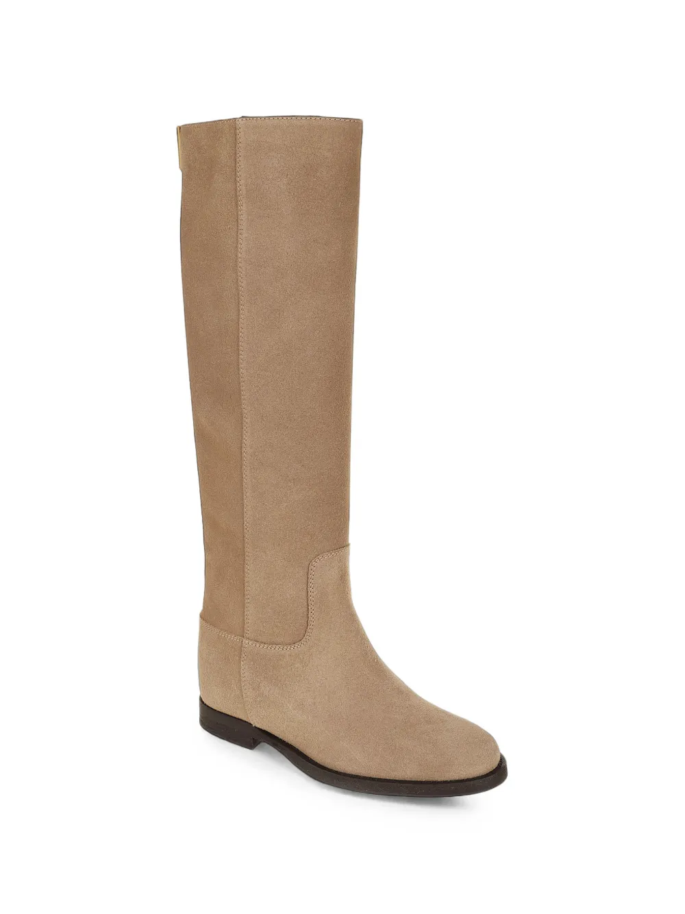 Via Roma 15 suede logo-plaque boots Beige