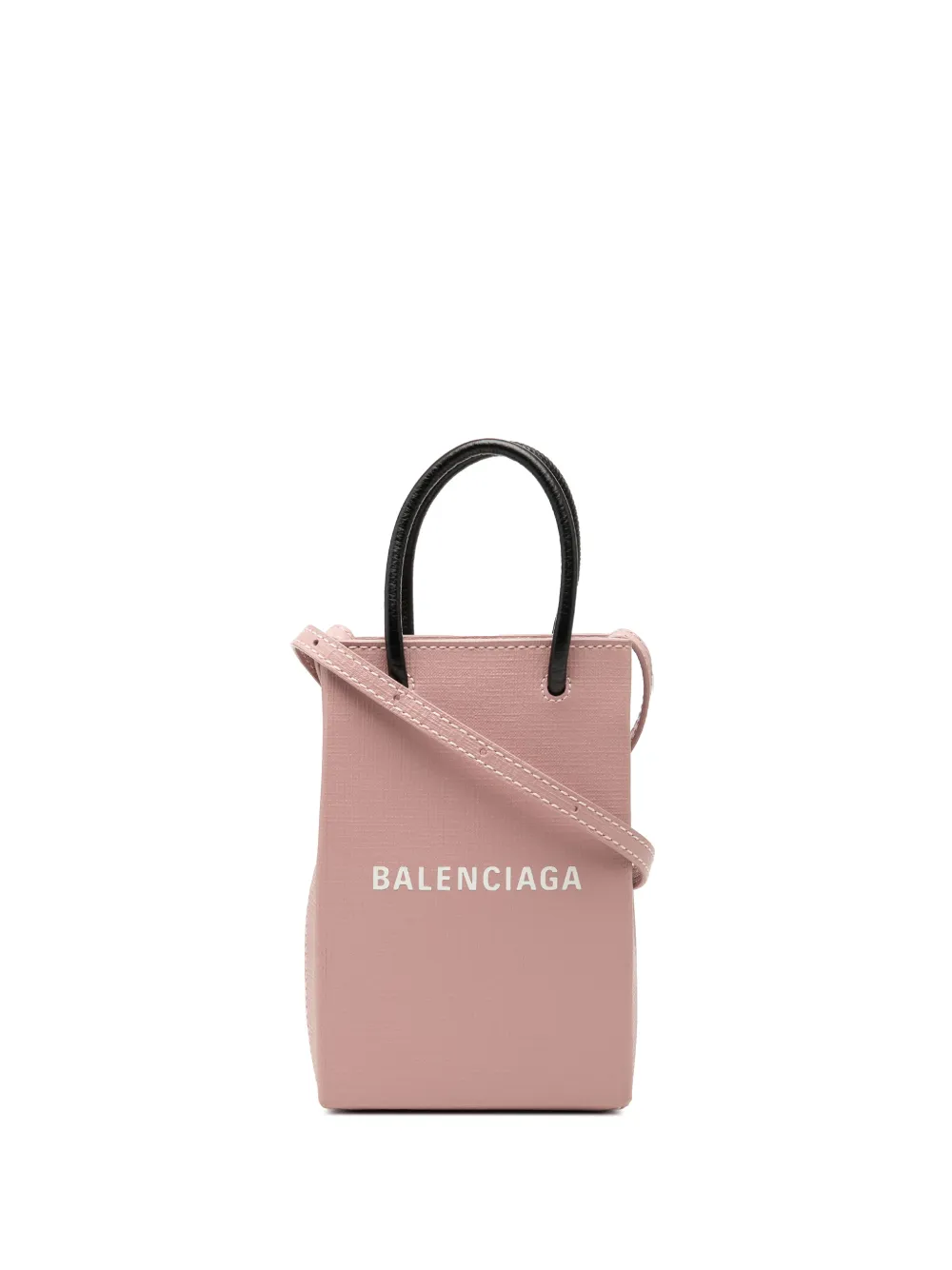 Balenciaga Pre-Owned 2021 Mini Calfskin Logo Shopping Phone Holder satchel - Rosa