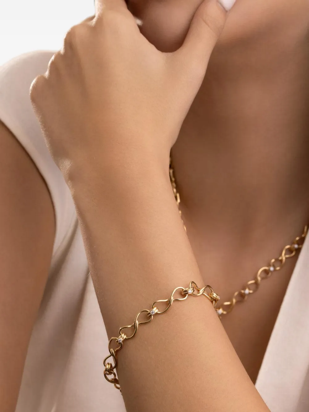 EDINA KISS Großes Double Paisley Armband mit Diamant - Gold