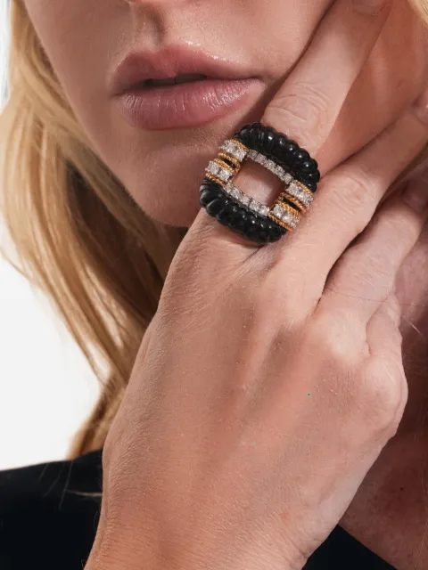 Andreoli anillo con diamantes y ónix