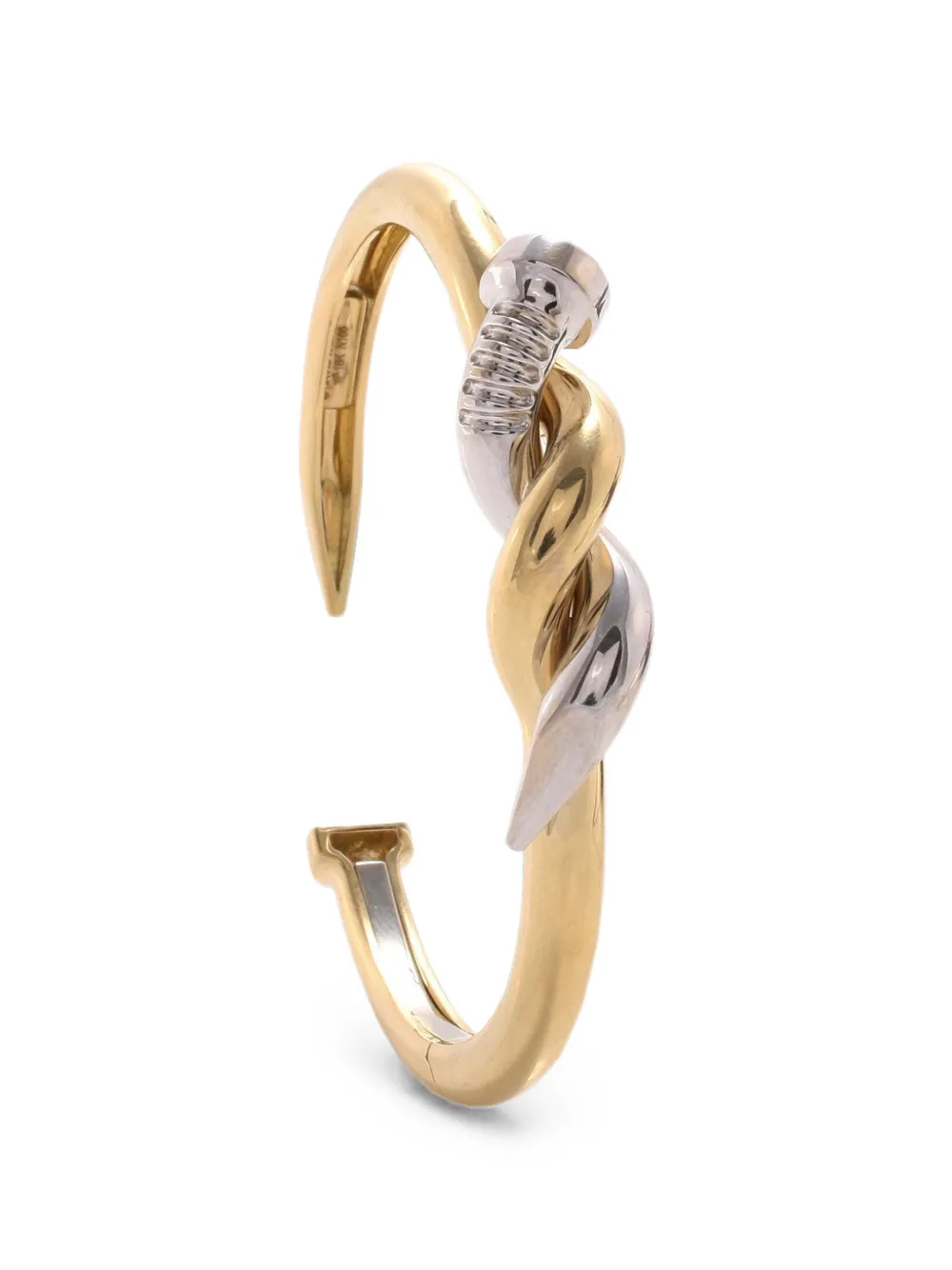 David Webb Twisted Nail Two-tone Cuff Bracelet In 金色
