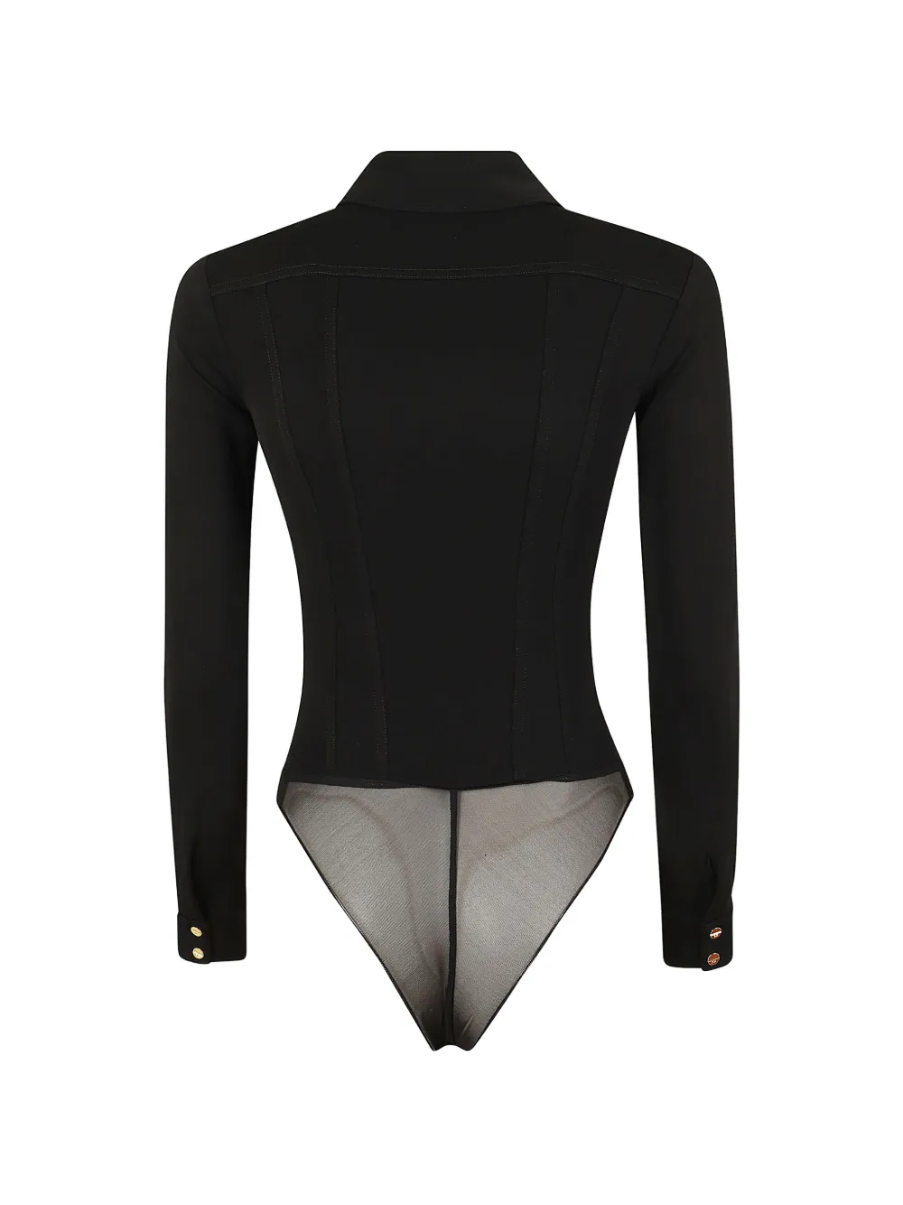 Elisabetta Franchi Body met lange mouwen en logoplakkaat Zwart
