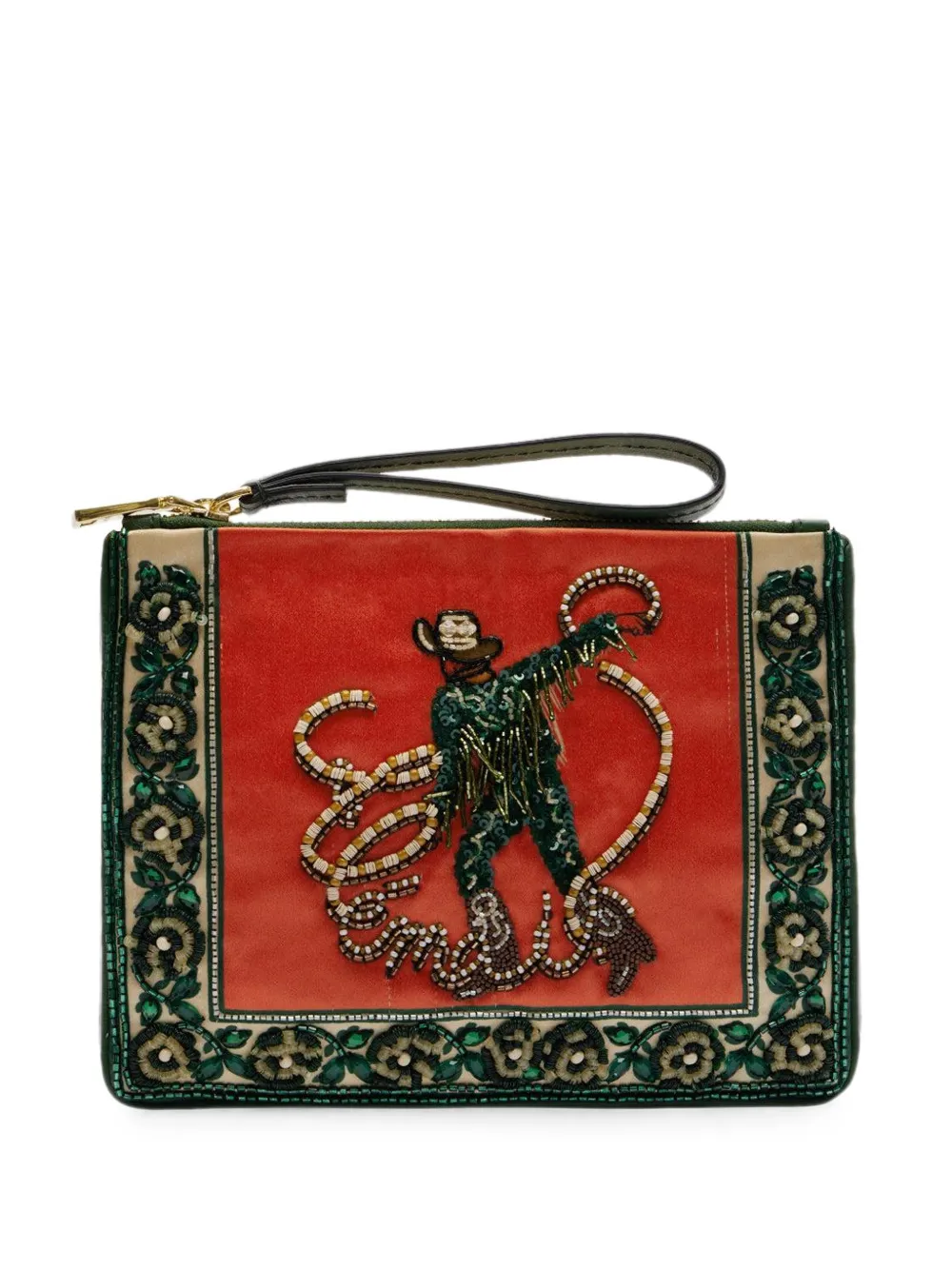 ALEMAIS Ace cowboy-embellished clutch - Verde