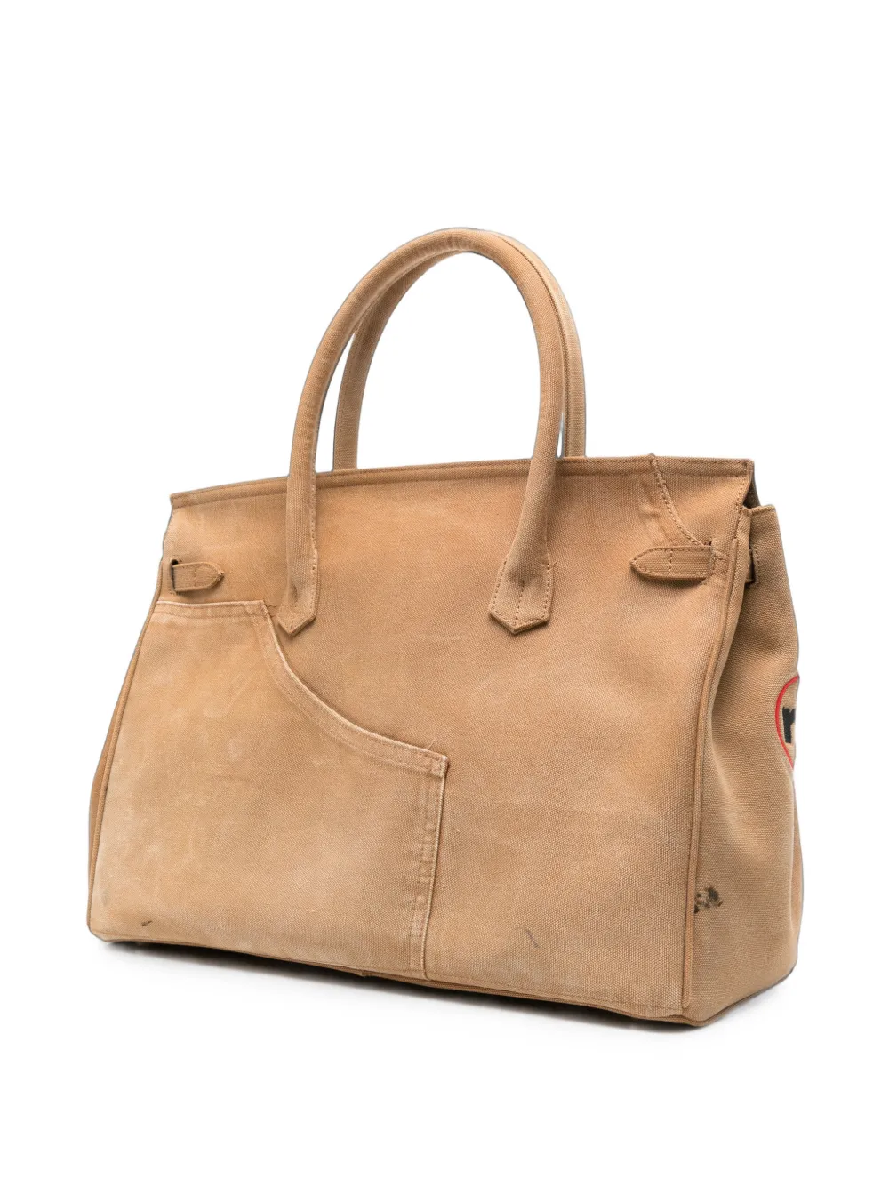 ANOTHER CHANCE logo-patch buckled tote bag - Toni neutri