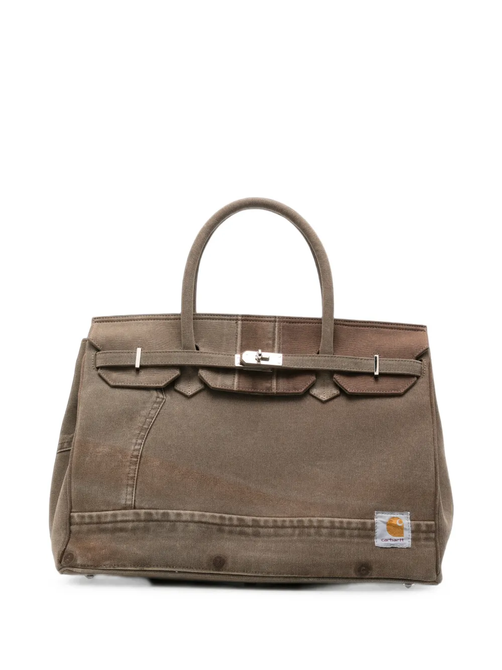 ANOTHER CHANCE panelled logo-patch tote bag - Marrone