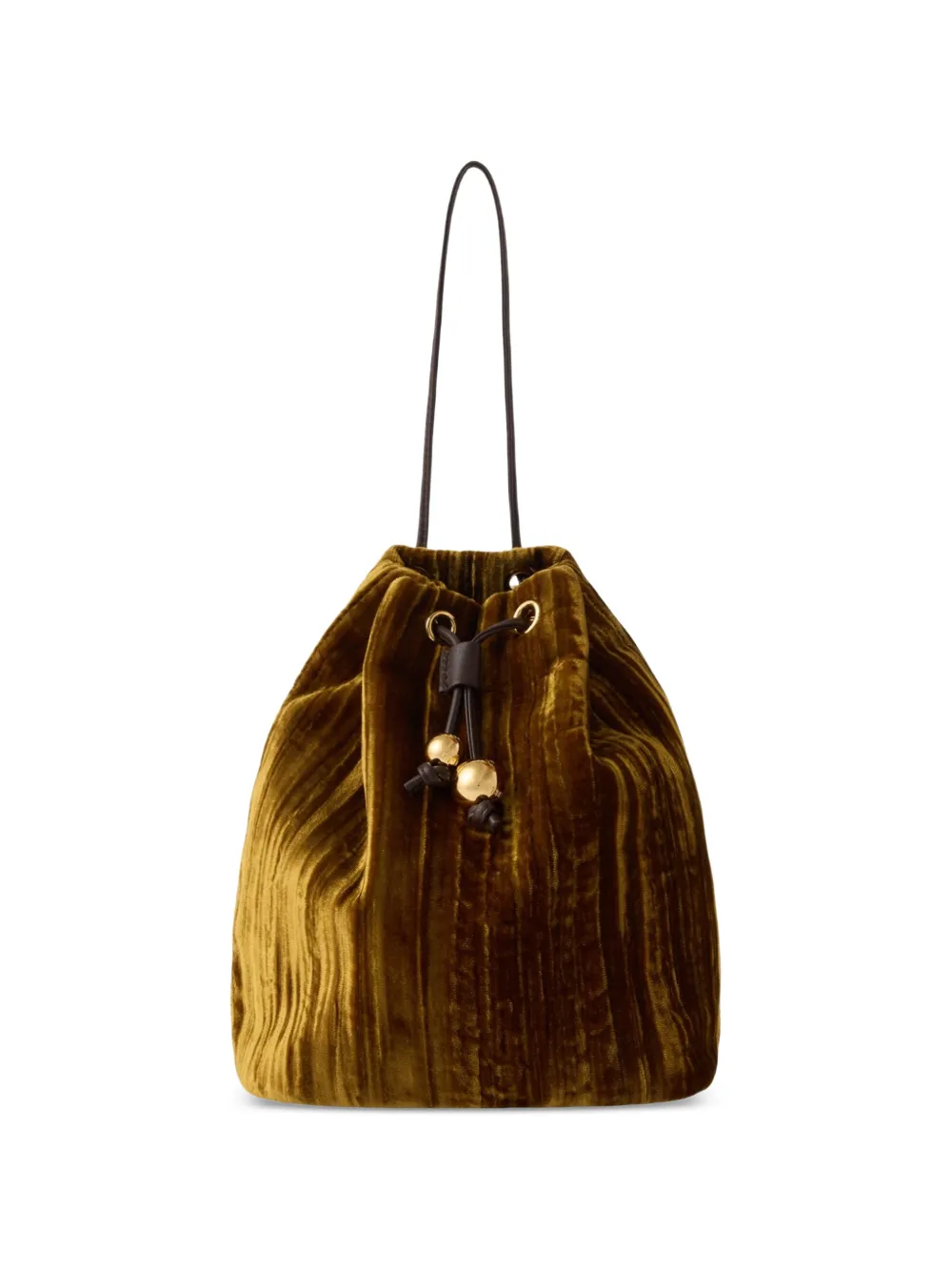Furla Borsa mini in velluto stropicciato con coulisse - Marrone