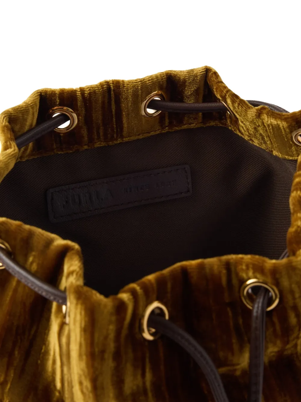 Furla Fluwelen mini-tas met trekkoord Bruin