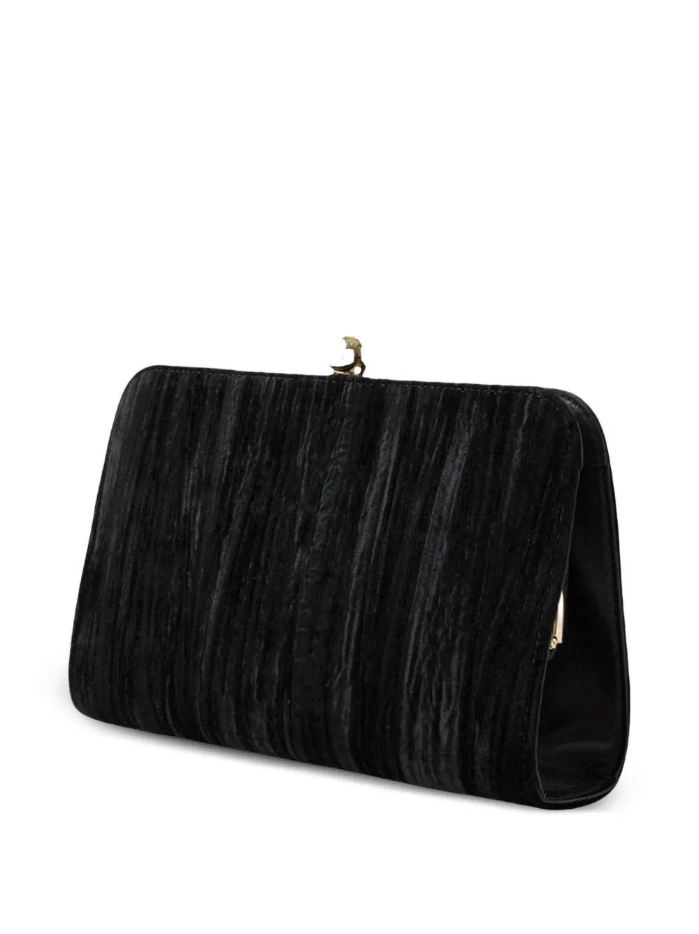 Furla crushed-effect clasp-fastening clutch bag Zwart