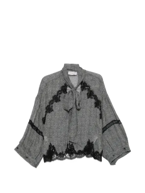 ERMANNO FIRENZE lace-trim check-print blouse