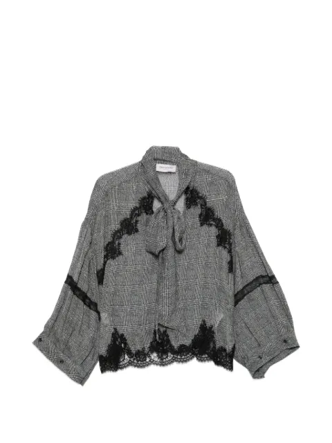 ERMANNO FIRENZE lace-trim check-print blouse