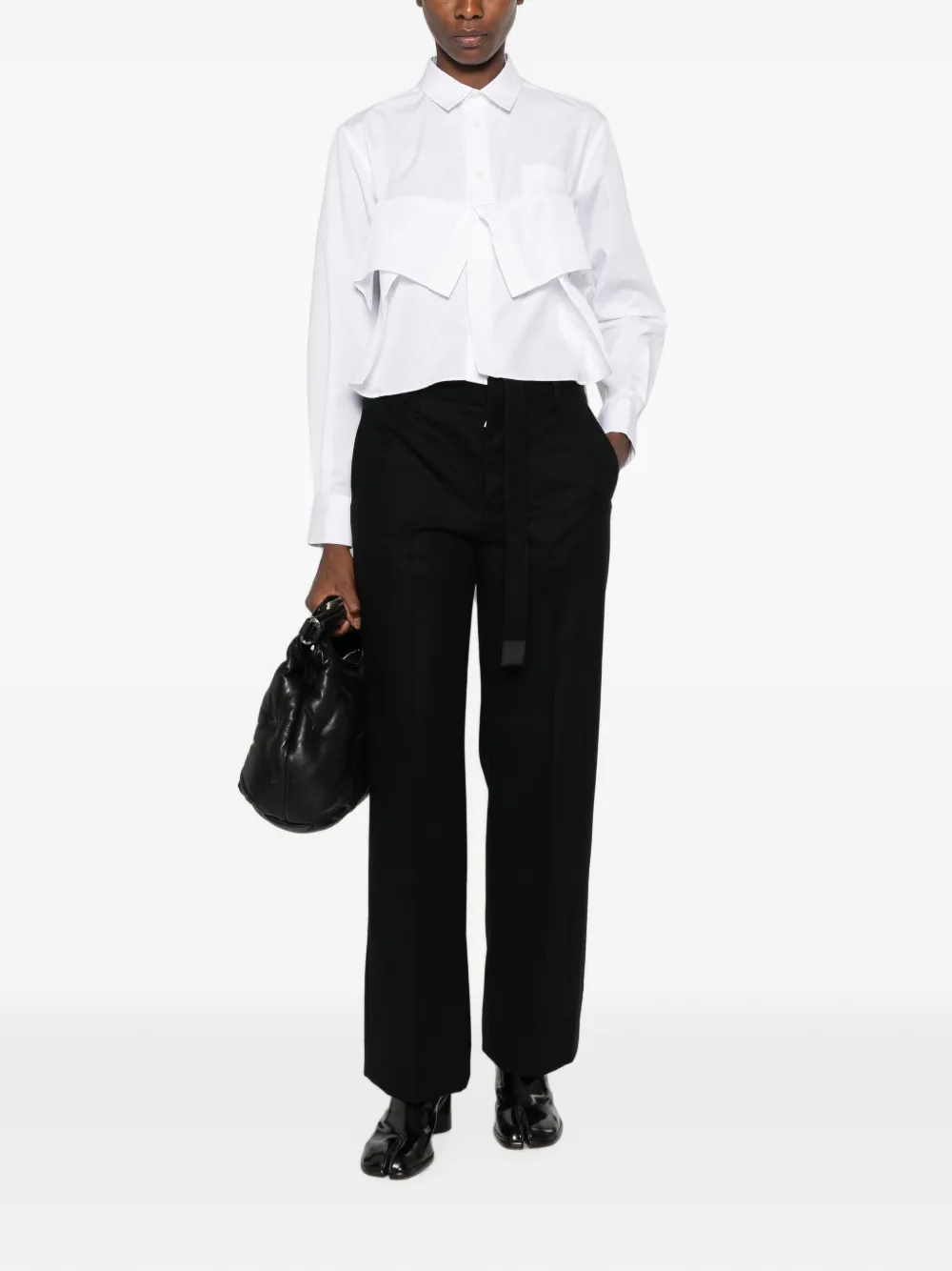 sacai ruffled cropped shirt Wit