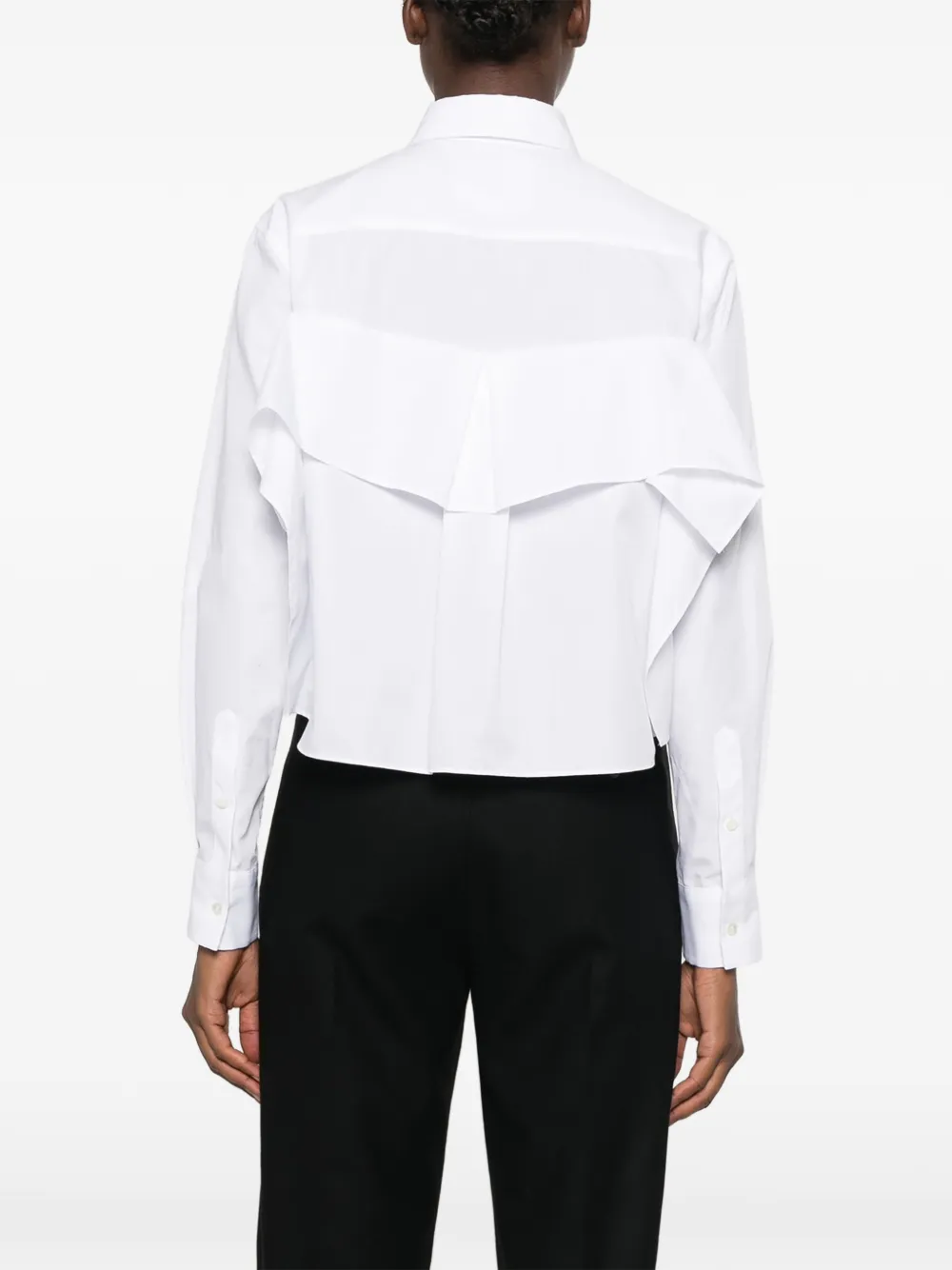 sacai ruffled cropped shirt Wit