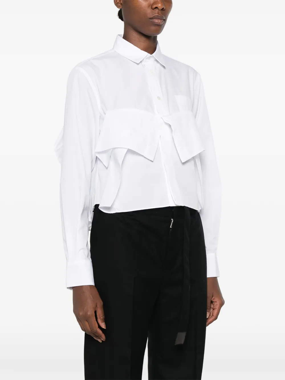 sacai ruffled cropped shirt Wit