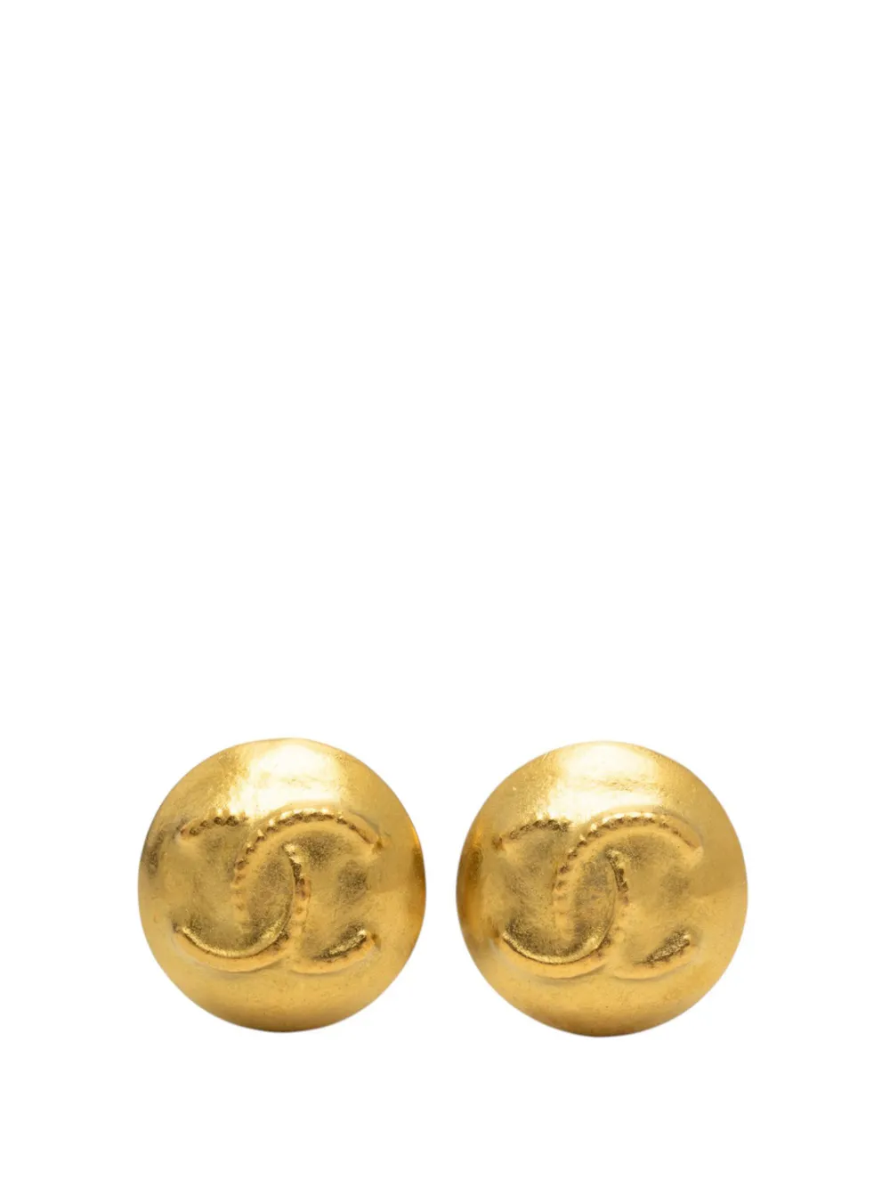 CHANEL Pre-Owned 1995 CC Gold Plated Button Clip on Earrings costume earrings