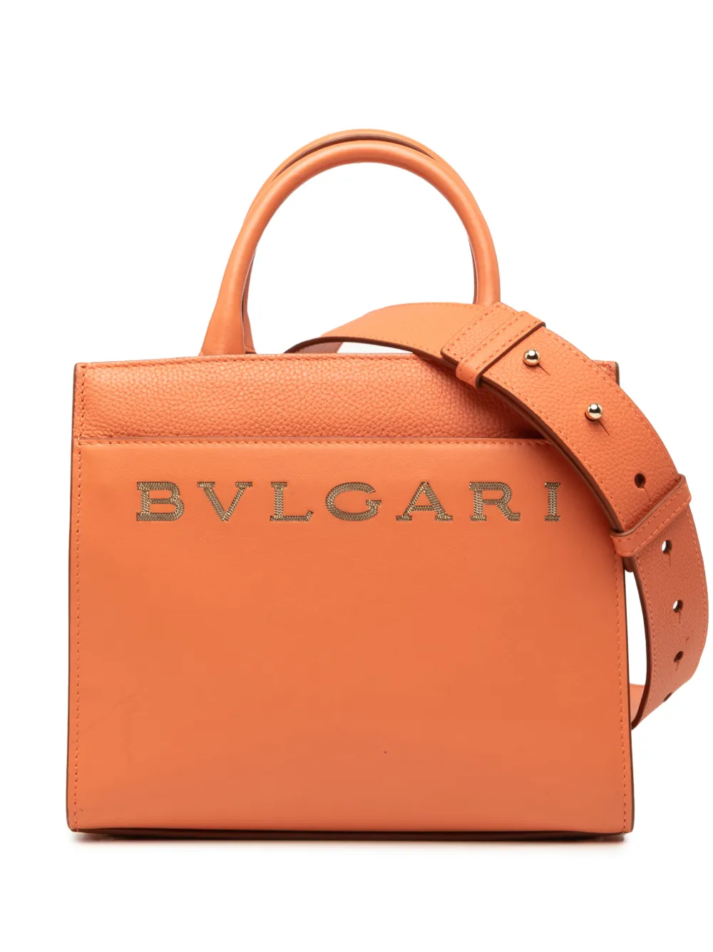 Bvlgari Pre-Owned 2010-2026 Smooth and Pebbled Calfskin Logo Tote satchel - Orange