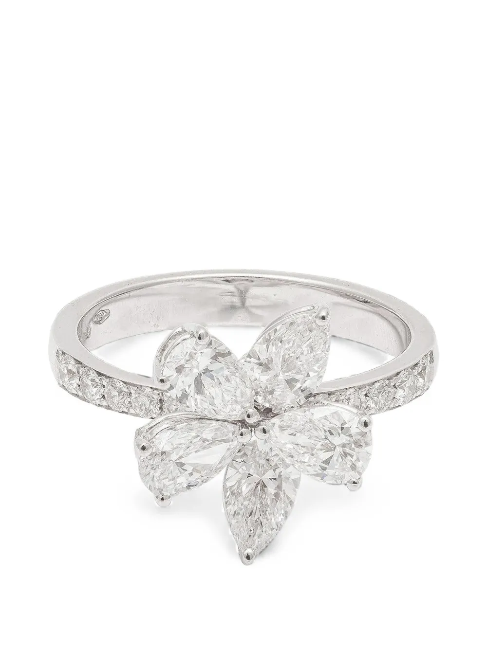 ZYDO diamond flower ring - Silber