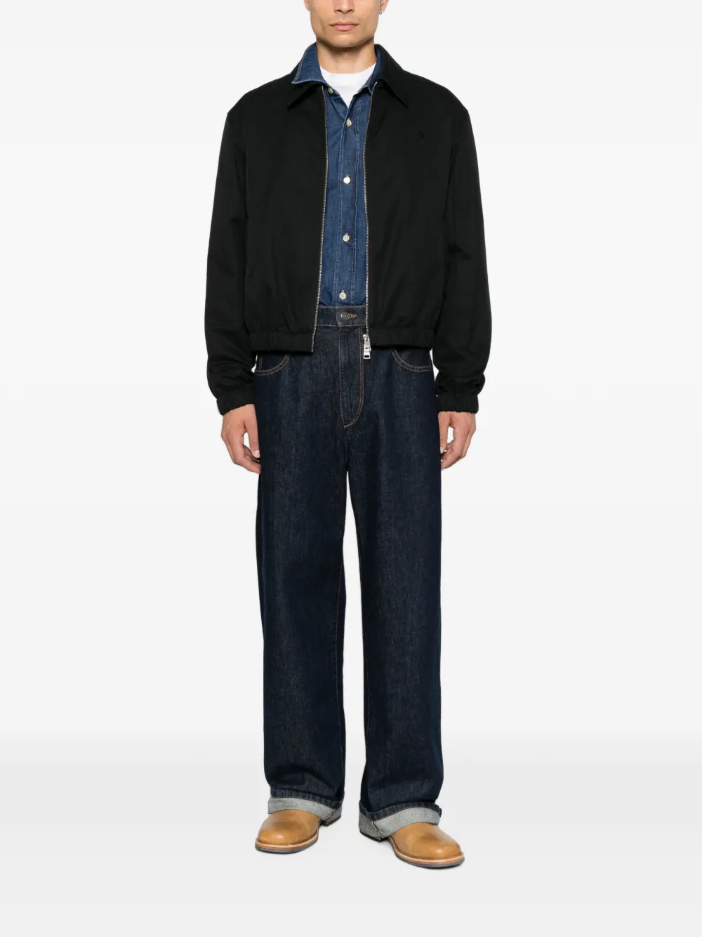 AMI Paris Ami de Coeur zip-up jacket Zwart