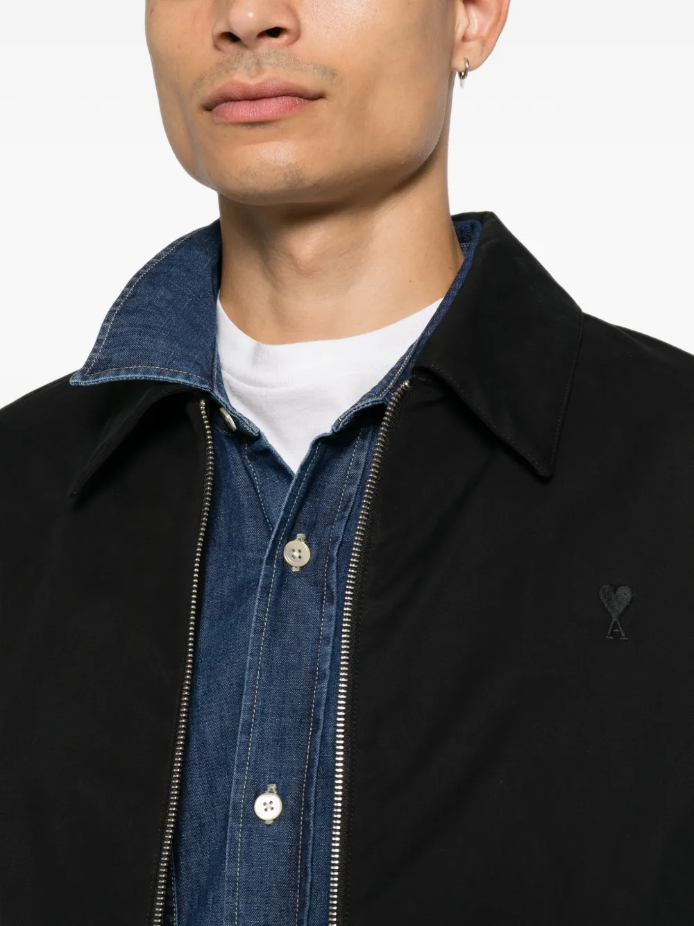 AMI Paris Ami de Coeur zip-up jacket Zwart