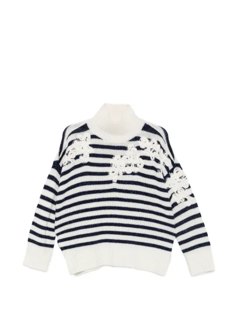 ERMANNO FIRENZE floral-appliqué striped sweater
