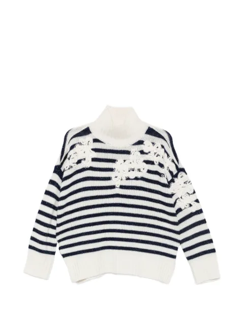 ERMANNO FIRENZE floral-appliqué striped sweater