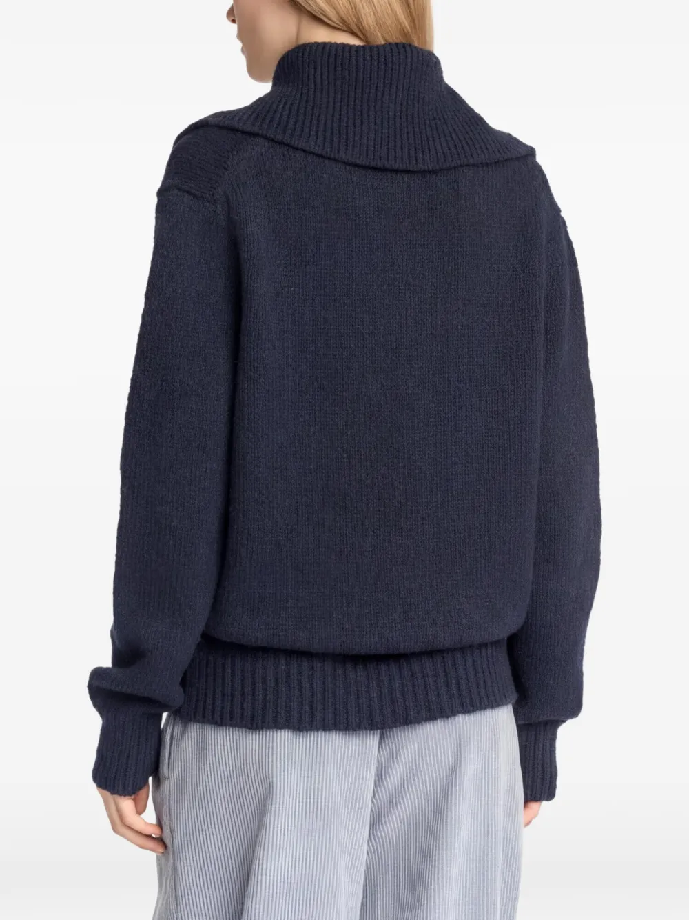Malo Trui met gespreide kraag en knopenbies Blauw