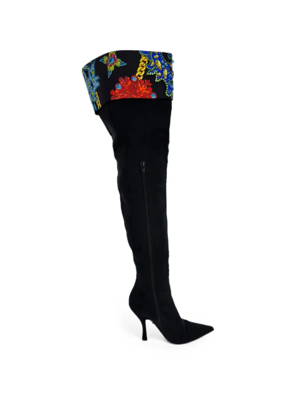 Versace Pre-Owned 2020s crystal-embellished over-the-knee boots - Schwarz