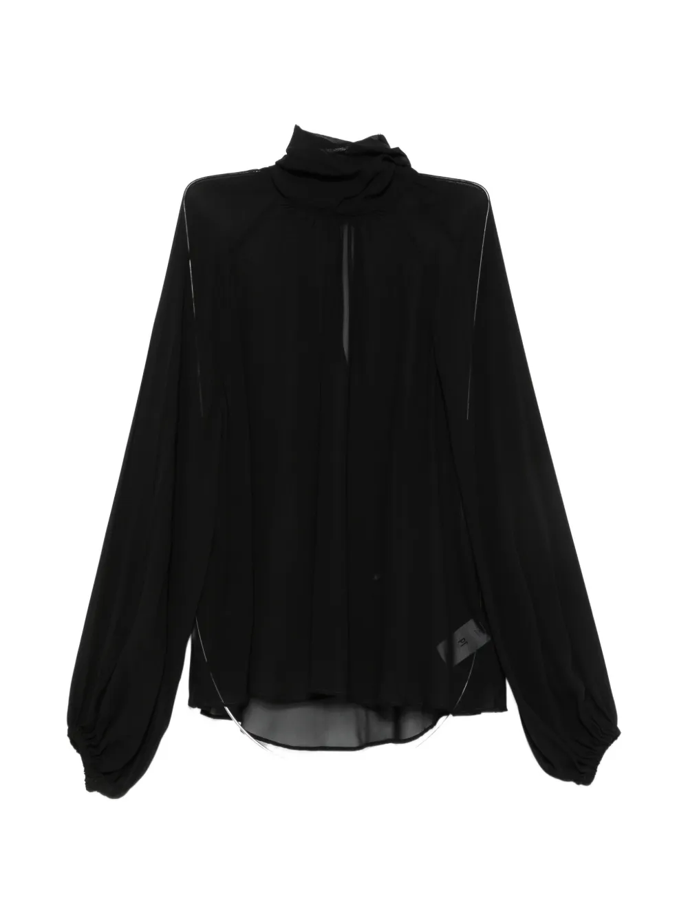 PT Torino high-neck sheer blouse - Nero