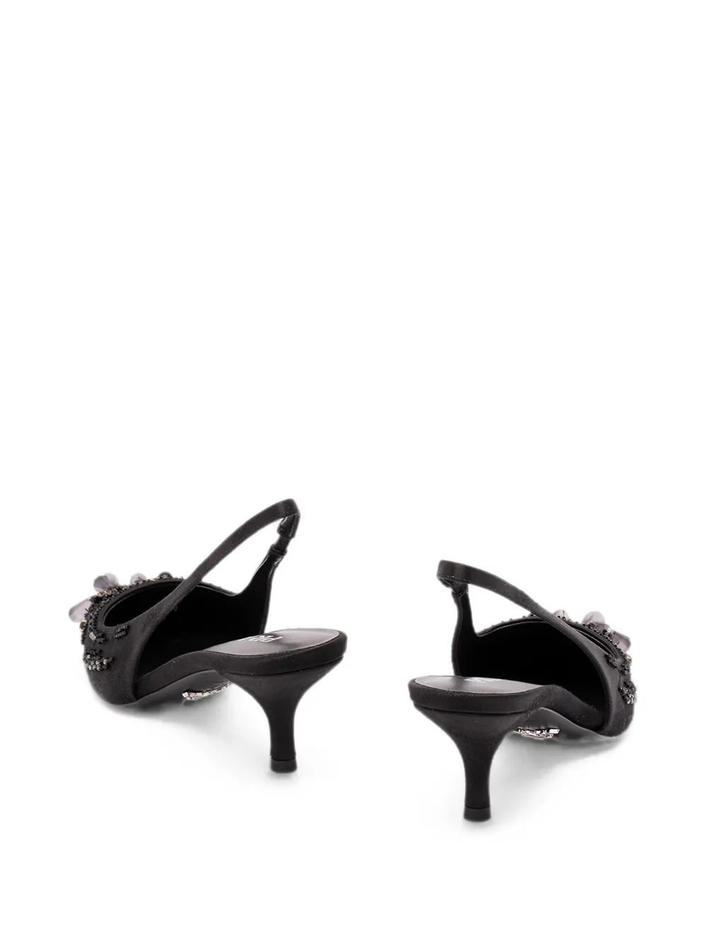 Prada Satijnen slingback pumps met borduurwerk Zwart