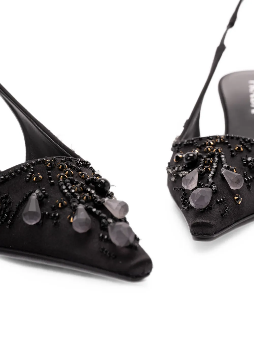 Prada Satijnen slingback pumps met borduurwerk Zwart